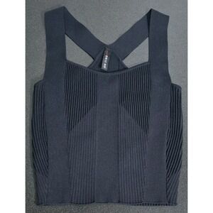 NEW Adam Selman Sport Women Black Sleeveless Crop Top Ribbed Tank Stretch Active